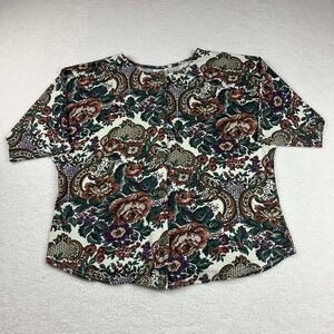 Vintage 80s 90s Touche LA Floral AOP 1/4 Sleeve Button Shirt Women's Size Small